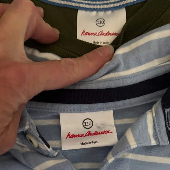 Hanna Andersson Olive Green Dragon Tee and Striped Blue Polo. - Picture 2 of 3